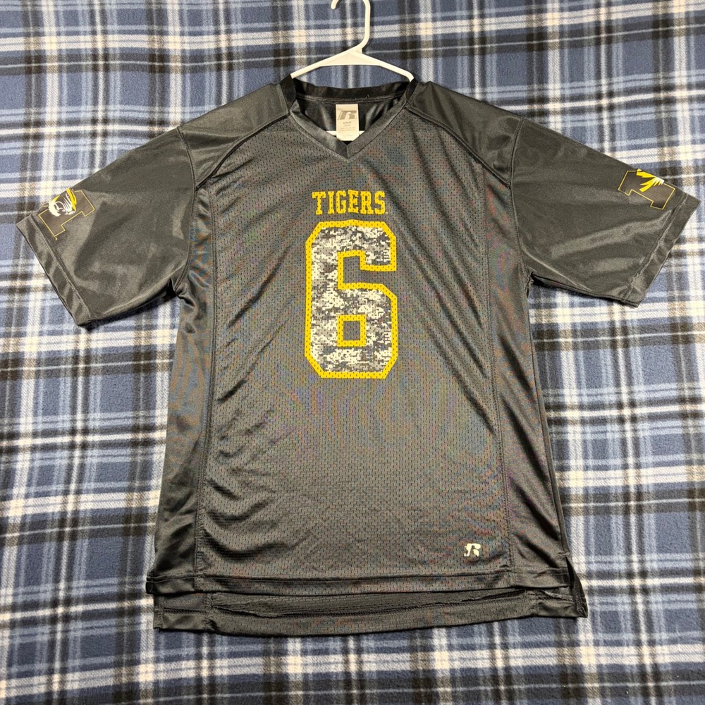 Russell Athletic Mizzou Tigers Jersey Black Camo Number 6 Missouri Mens Medium